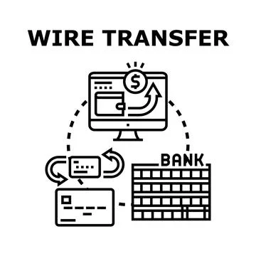 Wire transfer concept for online banking and digital payments Stock Illustration