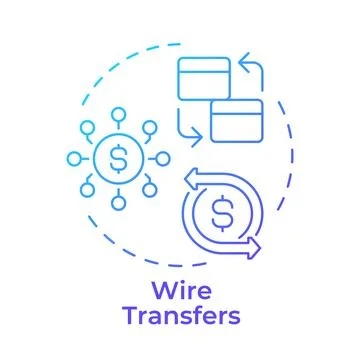 Wire transfers gradient outline concept icon Stock Illustration