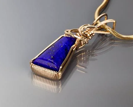 Wire Wrapped Lapis Pendant Stock Photos