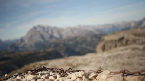 Wire from WWI in the dolomites Video stock 35255807