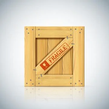 Wirebound square vector wooden container for fragile freight Stock Illustration