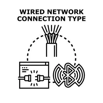 Wired and wireless internet network connection types Stock Illustration