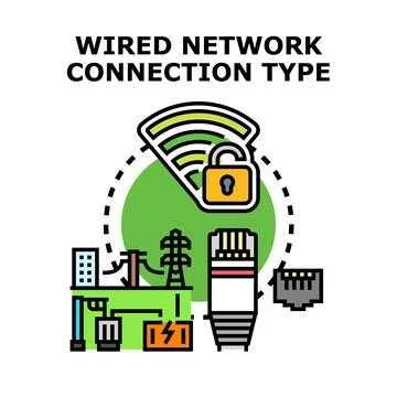 Wired and wireless network connection type illustration Stock-Illustration