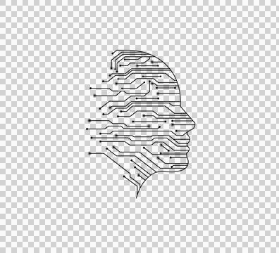 Wired brain illustration of artificial intelligence and circuit board Stock Illustration