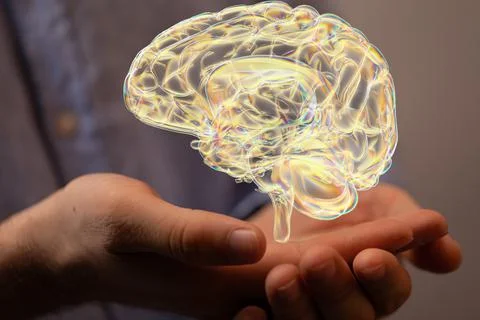 Wired brain illustration - next step to artificial intelligence Stock Photos
