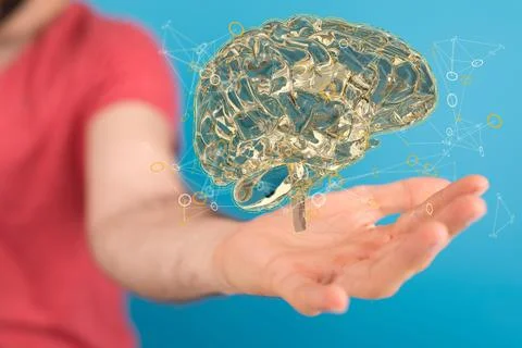 Wired brain illustration - next step to artificial intelligence Stock Photos