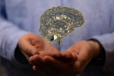Wired brain illustration - next step to artificial intelligence Foto stock