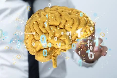 Wired brain illustration - next step to artificial intelligence Foto stock