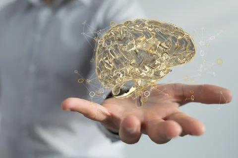 Wired brain illustration - next step to artificial intelligence 스톡 사진