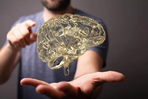 Wired brain illustration - next step to artificial intelligence 스톡 사진