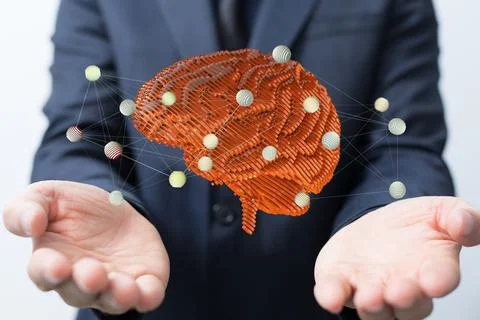 Wired brain illustration - next step to artificial intelligence Foto stock