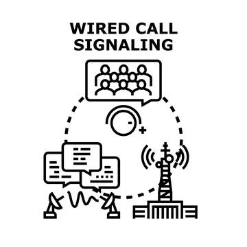Wired call signaling system connecting group communication Stock Illustration