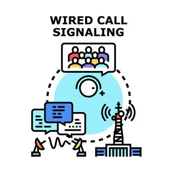 Wired call signaling system connecting group communication Stock Illustration