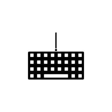 Wired Computer Keyboard, Keypad Solid Flat Vector Icon Isolated on White Back Stock Illustration