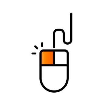 Wired computer mouse icon with click highlighted. Vector. Illustrazione stock