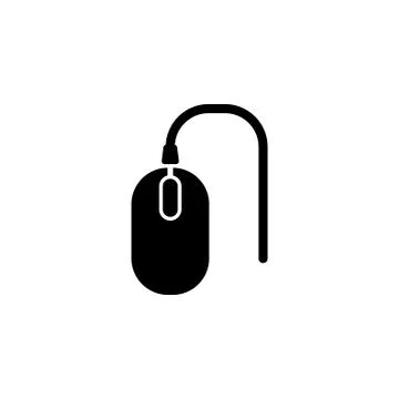 Wired Computer Mouse, Pointing Device Flat Vector Icon Stock Illustration
