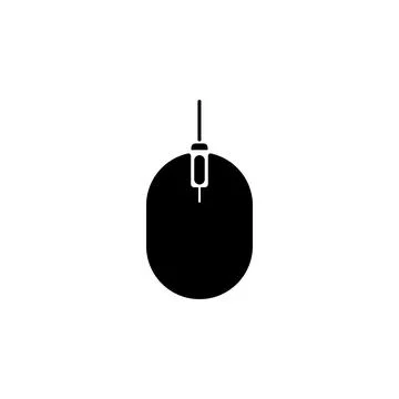 Wired Computer Mouse, Pointing Device Solid Flat Vector Icon Isolated on Whit Illustrazione stock