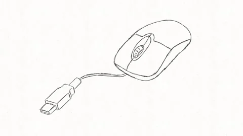 Wired Computer Mouse with USB Connection Technology Animation Stock Footage 342018160