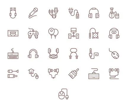 Wired Design Vector Icons featuring 25 PIXEL Perfect Regular Line Style Stock-Illustration