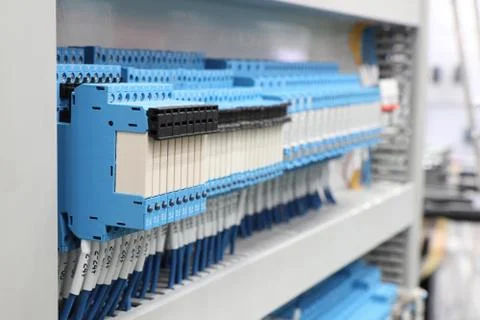 Wired electrical board with terminals Stock Photos