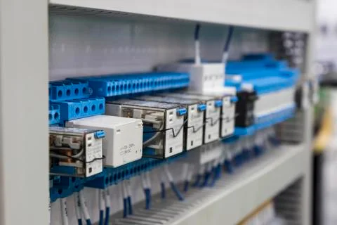 Wired electrical board with terminals Stock Photos