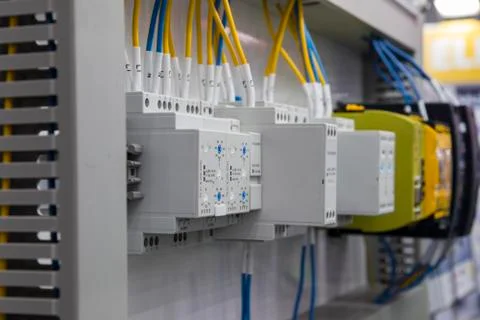 Wired electrical board with terminals Stock Photos