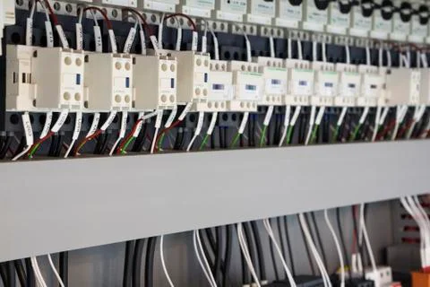 Wired electrical board with terminals Stock Photos