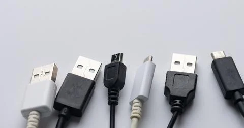 Wired electrical ports for gadjets Stock Photos