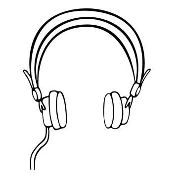 Wired headphones hand drawn vector illustration Stock Illustration