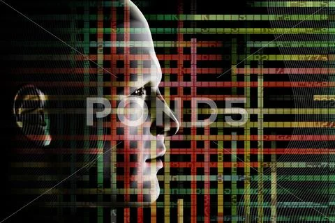 Wired man and computer code Stock Illustration