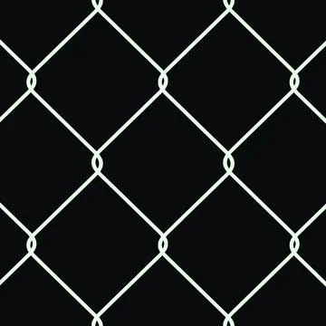 Wired metallic fence seamless pattern overlay. Steel wire mesh isolated on .. Stock Illustration