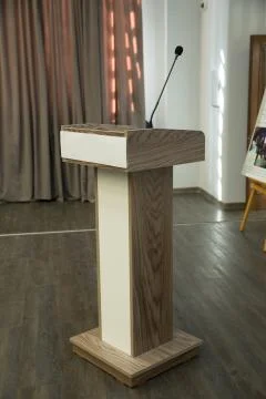 Wired microphone close up with copy space . Close up of microphone in concert Stock Photos