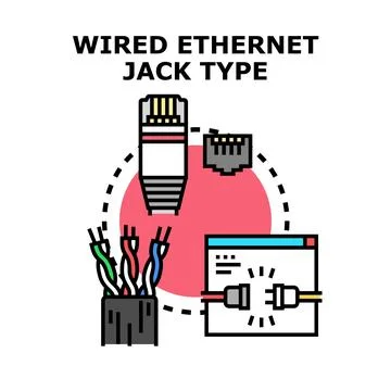 Wired network ethernet jack type connection concept Stock Illustration