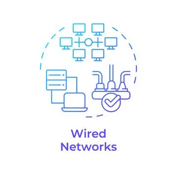 Wired networks blue gradient concept icon Stock Illustration