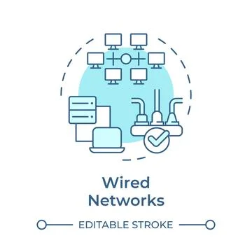 Wired networks soft blue concept icon Stock Illustration