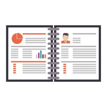 Wired notebook with business information icon Stock Illustration