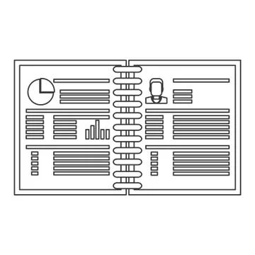 Wired notebook with business information icon Stock Illustration