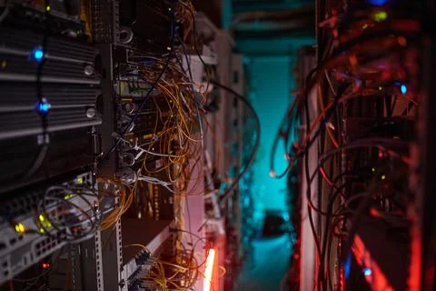 Wired Server Room Background 写真素材