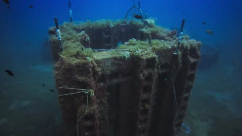 Wired station on the seabed Stock Footage 263123031