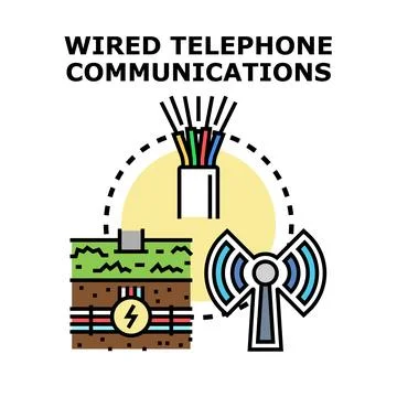 Wired telephone communications concept vector icon Stock Illustration