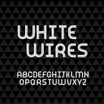 Wired wavy cable, white contour alphabet Stock Illustration