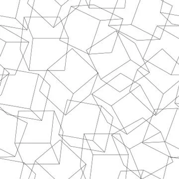 Wireframe 3D blocks in a seamless pattern Stock Illustration
