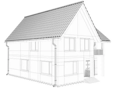 Wireframe 3D of building Ilustración de archivo