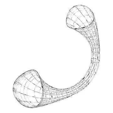 Wireframe 3d figure of curved shape on white background. Stock-Illustration