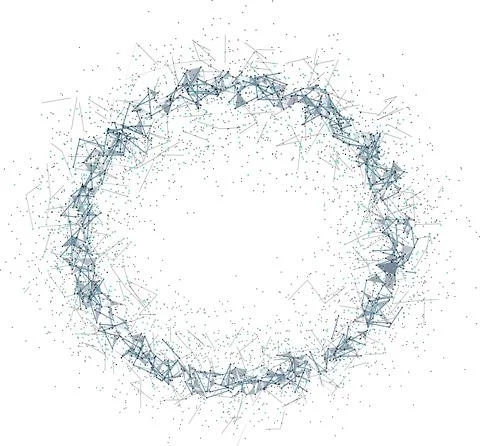 Wireframe 3D mesh polygonal vector circle. Network line, design sphere, dot and Stock Illustration