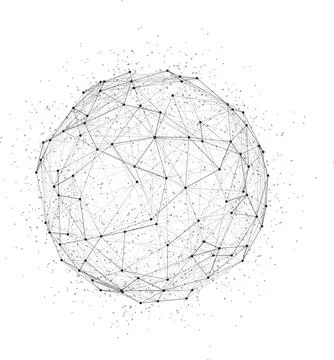 Wireframe 3D mesh polygonal vector sphere. Network line, design sphere, dot and 스톡 일러스트