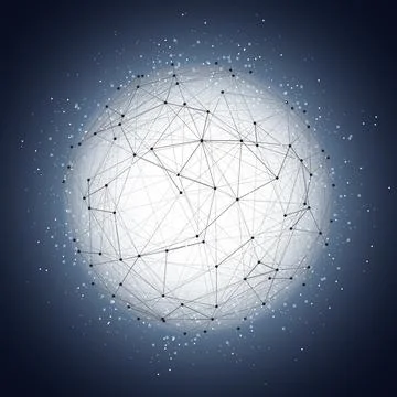 Wireframe 3D mesh polygonal vector sphere. Network line, design sphere, dot and 스톡 일러스트