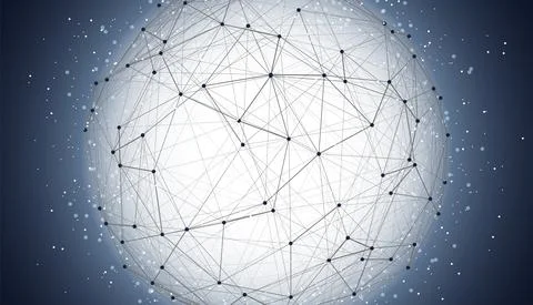Wireframe 3D mesh polygonal vector sphere. Network line, design sphere, dot and Stock Illustration