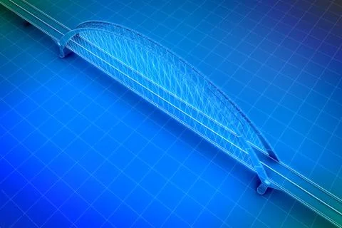 Wireframe 3d  render of a bridge Ilustración de archivo