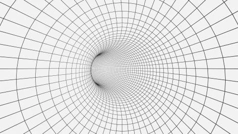 Wireframe 3D tunnel. Abstract background for vector presentation. Network cyber  스톡 일러스트